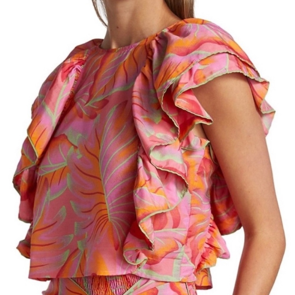 FARM Rio Multicolor Tropical Ruffle Blouse - Picture 2 of 5